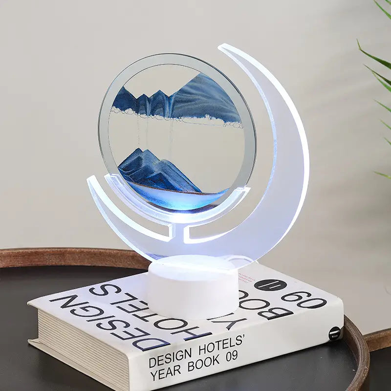 Lámpara de Mesa de Arte de Arena Móvil - Luz Nocturna de Luna 3D