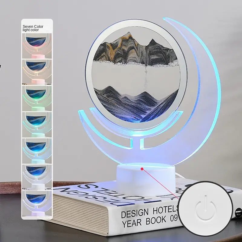 Lámpara de Mesa de Arte de Arena Móvil - Luz Nocturna de Luna 3D