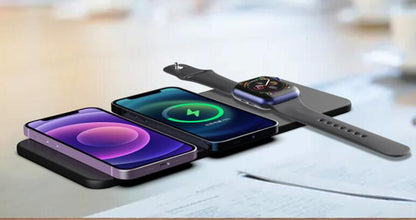 Cargador Inalámbrico Rápido de 15W para Teléfonos Apple (3-en-1)