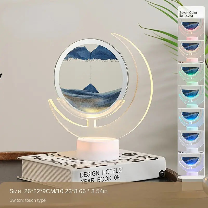 Lámpara de Mesa de Arte de Arena Móvil - Luz Nocturna de Luna 3D