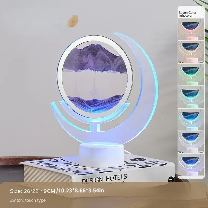 Lámpara de Mesa de Arte de Arena Móvil - Luz Nocturna de Luna 3D