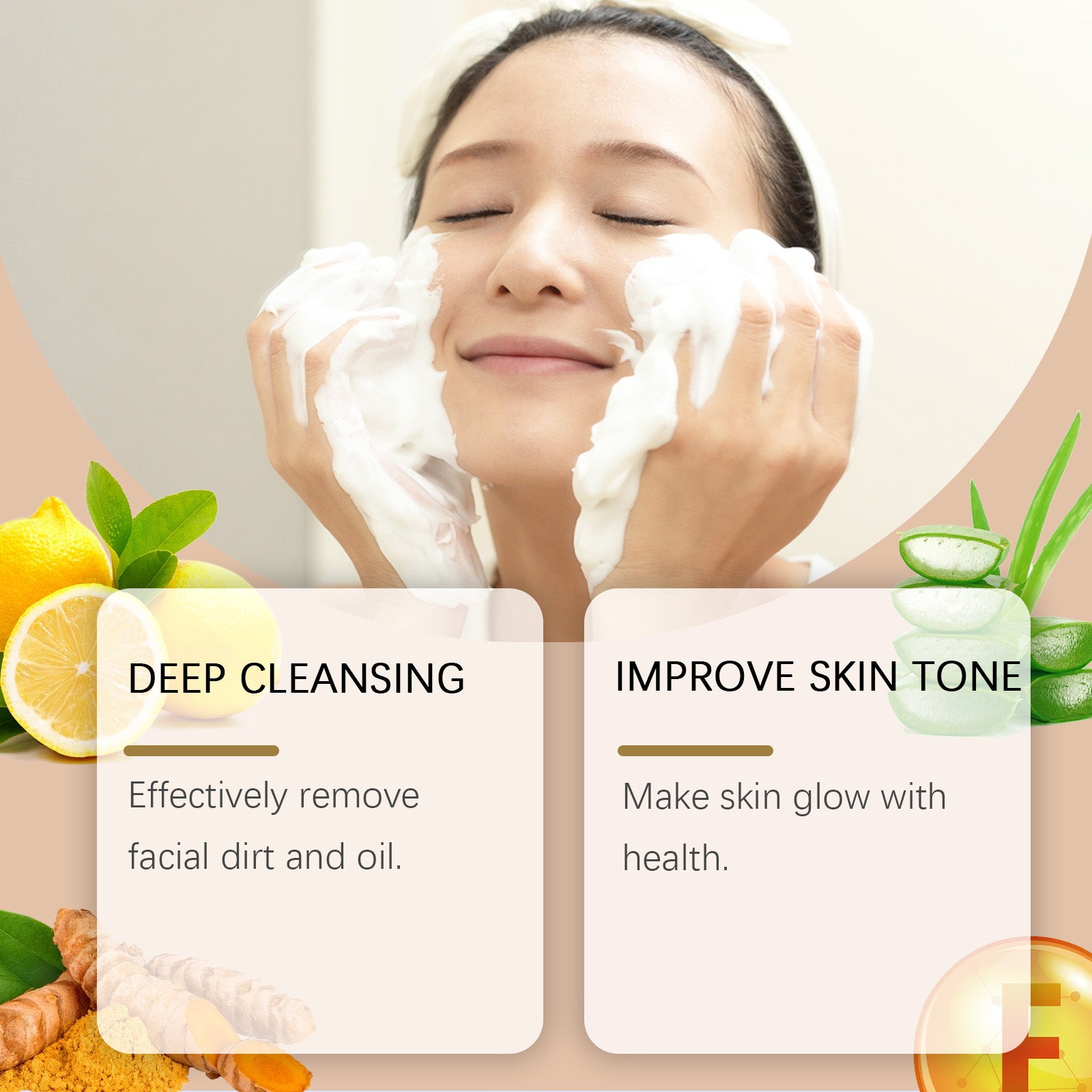 West&Month Turmeric Foam Cleanser Gentle Cleansing Pore Cleanser Refreshing Moisturizing Moisturizing Cleanser
