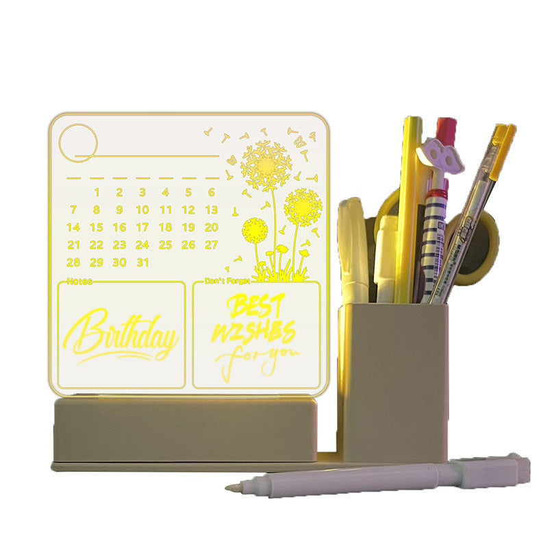Tablero de Memo de Calendario Acrílico con Luz Nocturna LED