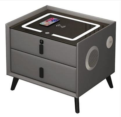 Mesa de Noche de Madera Inteligente con Carga Inalámbrica