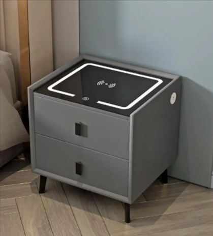 Mesa de Noche de Madera Inteligente con Carga Inalámbrica