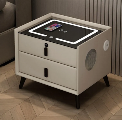 Mesa de Noche de Madera Inteligente con Carga Inalámbrica
